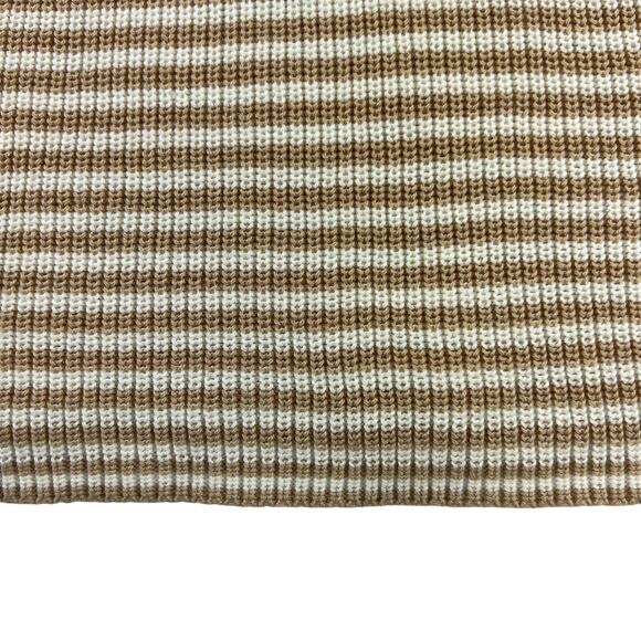 LAUREN RALPH LAUREN Womens Knit Top Large Tan White Striped Cotton Half Sleeve - Picture 4 of 8